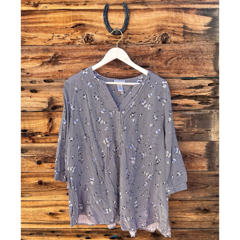CATHERINES | Albermain Peasant Blouse Floral 2X